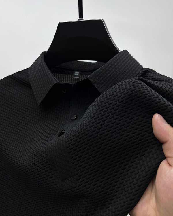 Polo T-Shirt - Shirt Sleeve - Button-Up - Polo Shirts - Men's Shirts-Chaps of London-Black-S-Chaps of London
