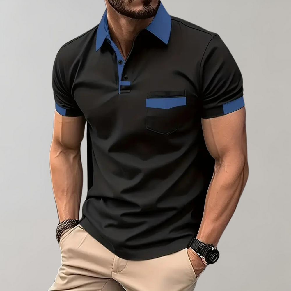 Polo T-Shirt | Short Sleeve | Button Neck | Collared T-Shirt | Men's Shirts-Chaps of London-Black-S-Chaps of London