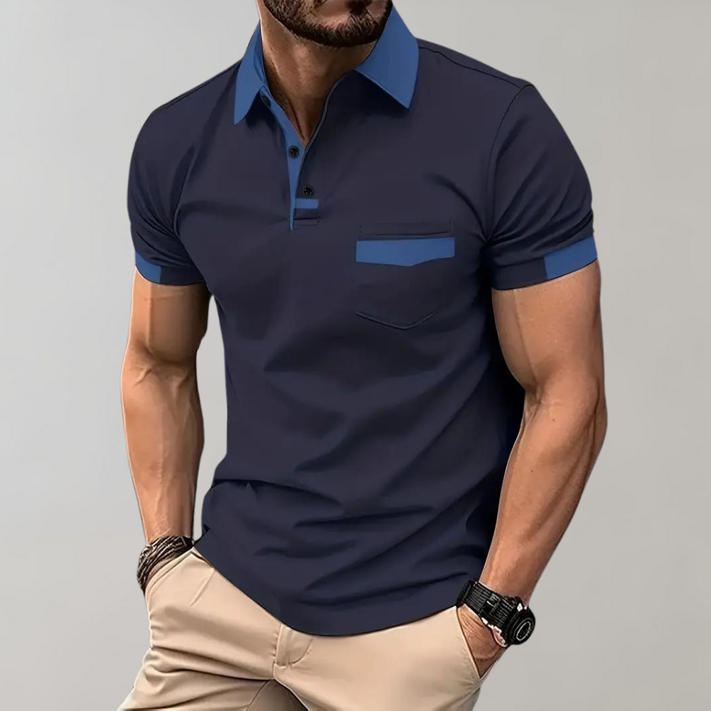 Polo T-Shirt | Short Sleeve | Button Neck | Collared T-Shirt | Men's Shirts-Chaps of London-Navy Blue-S-Chaps of London