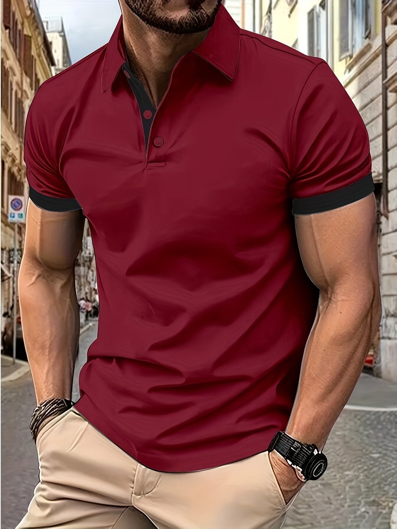 Polo T-Shirt - Short Sleeve - Collared - Men's T-Shirt - Men's Polo Shirt-Chaps of London-Red-S-Chaps of London