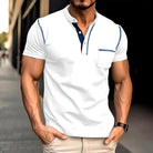 Polo T-Shirt | Short Sleeve | Quarter Button | Men's Polo Shirts | Men's T-Shirt-Southern Taylor-White-S-Chaps of London