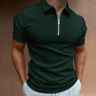 Polo T-Shirt | Short Sleeve | Quarter Zip | Polo Shirts | Men's Clothing-Shirts-Chaps of London-Dark Green-S-Chaps of London
