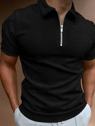 Polo T-Shirt | Zip-Up | Collared | Polo Shirts | Men's T-Shirt-Men Shirt-Chaps of London-Black-S-Chaps of London