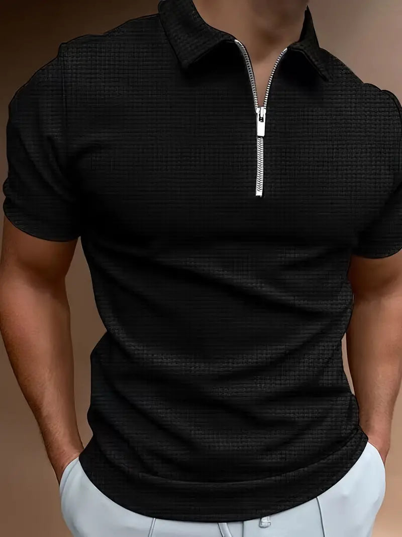 Polo T-Shirt | Zip-Up | Collared | Polo Shirts | Men's T-Shirt-Men Shirt-Chaps of London-Black-S-Chaps of London