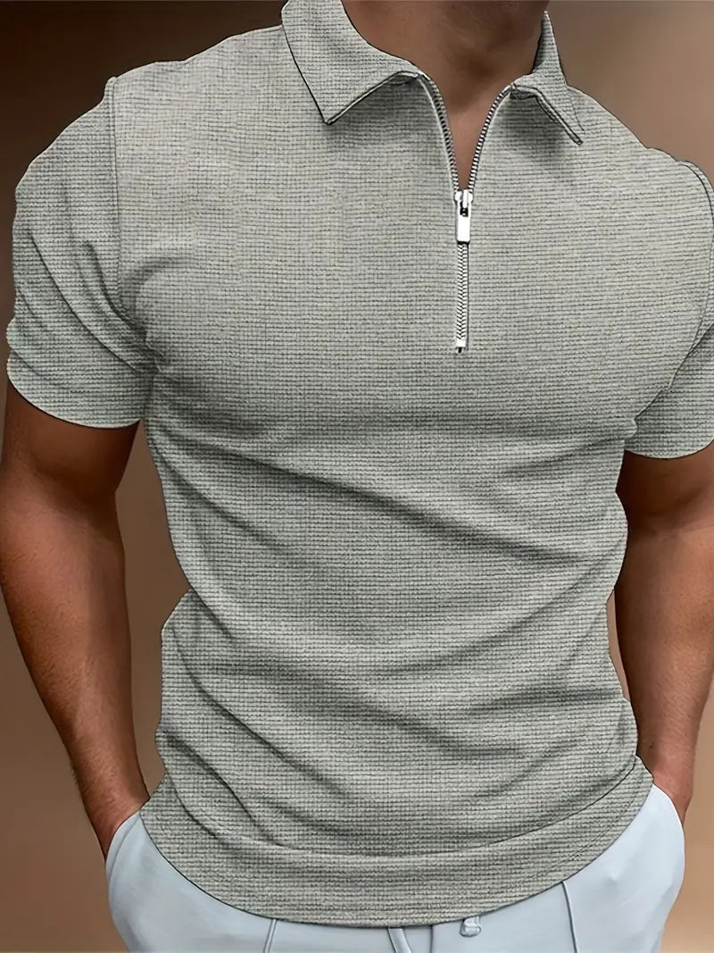 Polo T-Shirt | Zip-Up | Collared | Polo Shirts | Men's T-Shirt-Men Shirt-Chaps of London-Gray-S-Chaps of London