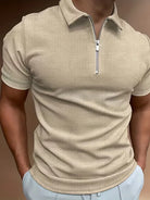 Polo T-Shirt | Zip-Up | Collared | Polo Shirts | Men's T-Shirt-Men Shirt-Chaps of London-Khaki-S-Chaps of London
