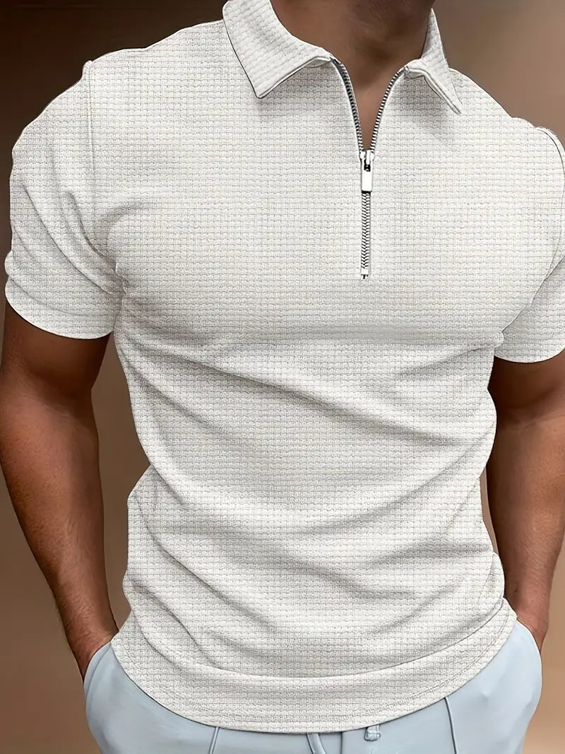 Polo T-Shirt | Zip-Up | Collared | Polo Shirts | Men's T-Shirt-Men Shirt-Chaps of London-White-S-Chaps of London