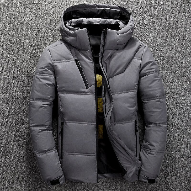 Puffer Jacket - Men's Warm Hooded Padded Down Jacket for Winter-Chaps of London-Dark Grey-XS-Chaps of London