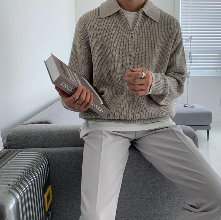 Quarter Zip Jumper | Collared | Half Zip | Knitted Sweater | Men's Knitwear-Chaps of London-Chaps of London