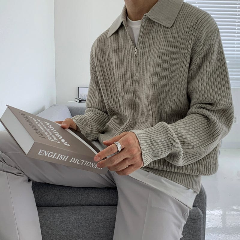 Quarter Zip Jumper | Collared | Half Zip | Knitted Sweater | Men's Knitwear-Chaps of London-Chaps of London