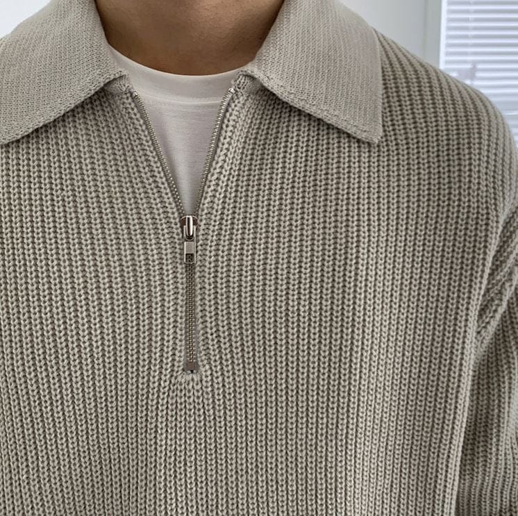 Quarter Zip Jumper | Collared | Half Zip | Knitted Sweater | Men's Knitwear-Chaps of London-Chaps of London