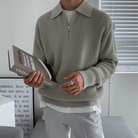 Quarter Zip Jumper | Collared | Half Zip | Knitted Sweater | Men's Knitwear-Chaps of London-Gray-S-Chaps of London