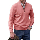 Quarter Zip Jumper - Half Zip - Knitted - Polo Sweater - Men's Knitwear-Strickwaren-Chaps Herrenmode-Pink-S-Chaps of London