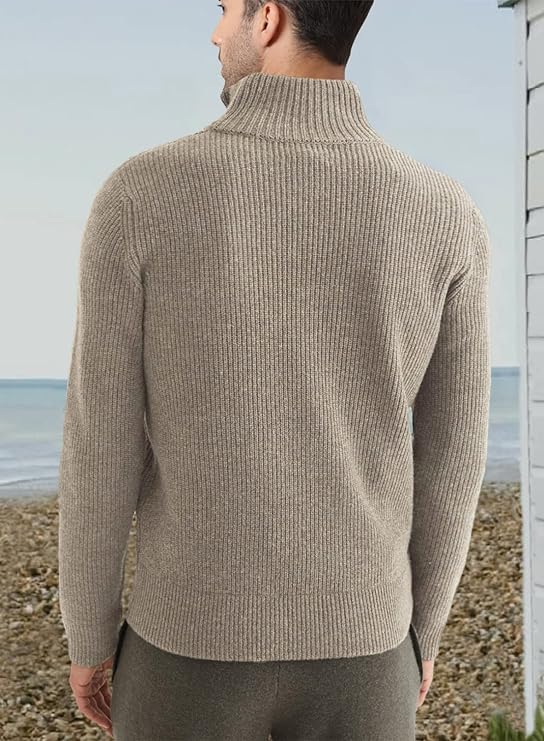 Quarter Zip Jumper | Knitted | Rib Knit | Polo Sweater | Men's Half Zip Jumper-Sweater-Chaps of London-Chaps of London