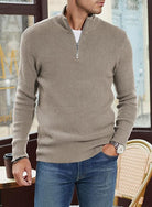 Quarter Zip Jumper | Knitted | Rib Knit | Polo Sweater | Men's Half Zip Jumper-Sweater-Chaps of London-Chaps of London
