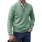 Quarter Zip Jumper - Long Sleeve - Knitted - Cashmere Sweater - Men's Half Zip Sweater-Sweaters-Chaps of London-Green-S-Chaps of London