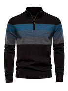 Quarter Zip Jumper - Men's Half Zip Knitted Pullover Sweater-Quarter Zip Sweater-Chaps of London-Black-S-Chaps of London