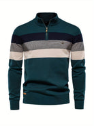 Quarter Zip Jumper - Men's Half Zip Knitted Pullover Sweater-Quarter Zip Sweater-Chaps of London-Dark Green-S-Chaps of London
