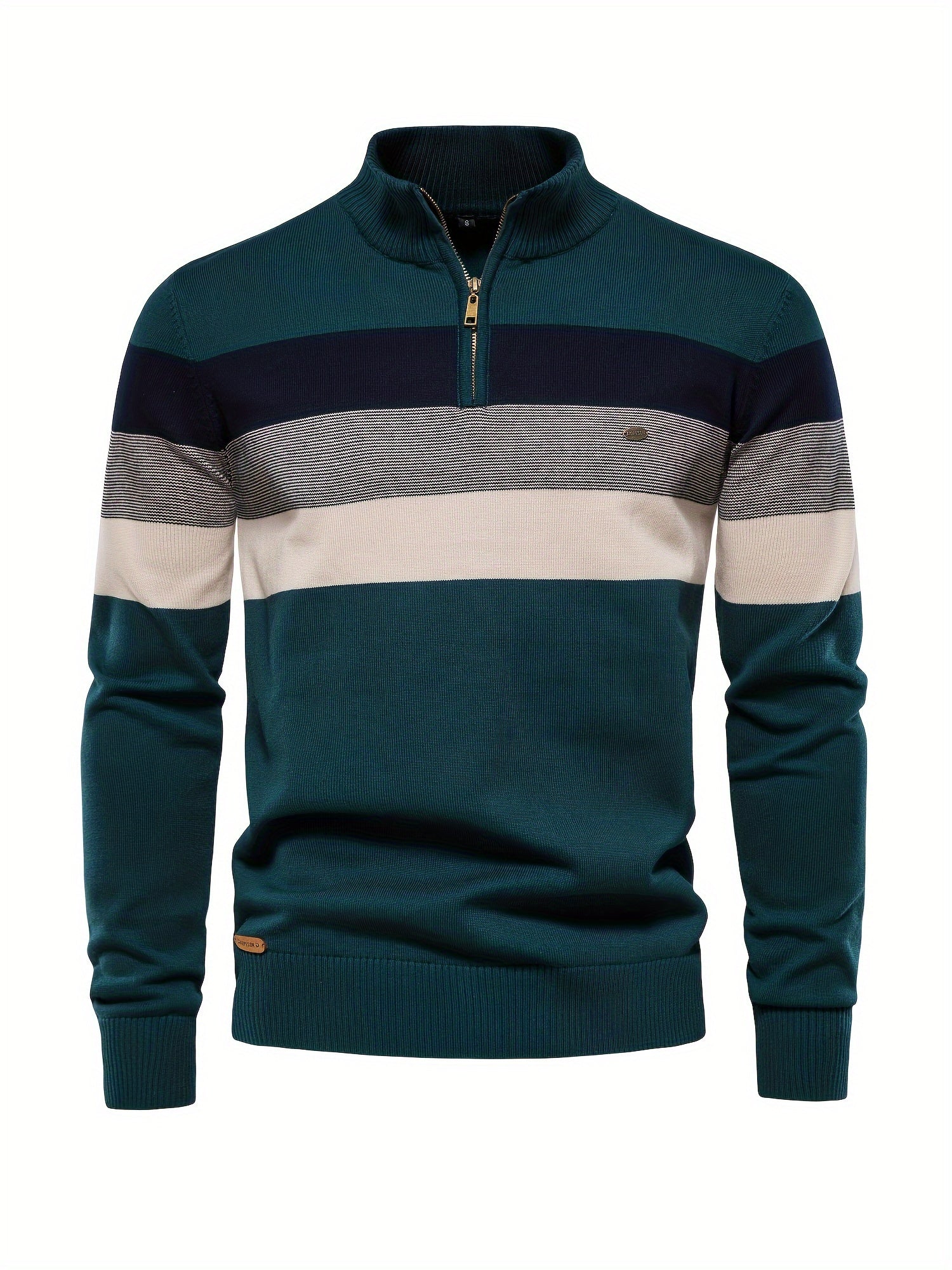 Quarter Zip Jumper - Men's Half Zip Knitted Pullover Sweater-Quarter Zip Sweater-Chaps of London-Dark Green-S-Chaps of London