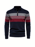 Quarter Zip Jumper - Men's Half Zip Knitted Pullover Sweater-Quarter Zip Sweater-Chaps of London-Navy Blue-S-Chaps of London