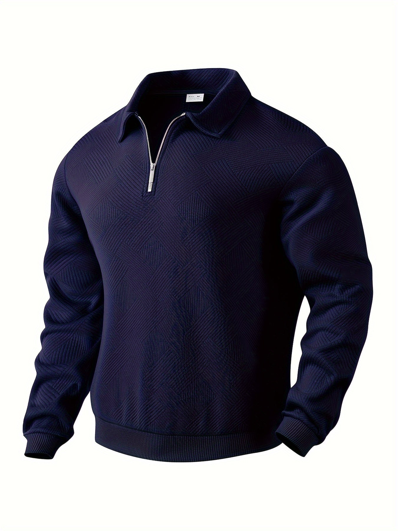 Quarter Zip Sweatshirt | Collared | Regular zip | Mens Half Zip Pullover | Men's Clothing-Men's Quarter-zip Sweatshirt-Chaps of London-Blue-S-Chaps of London