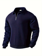 Quarter Zip Sweatshirt | Collared | Regular zip | Mens Half Zip Pullover | Men's Clothing-Men's Quarter-zip Sweatshirt-Chaps of London-Blue-S-Chaps of London
