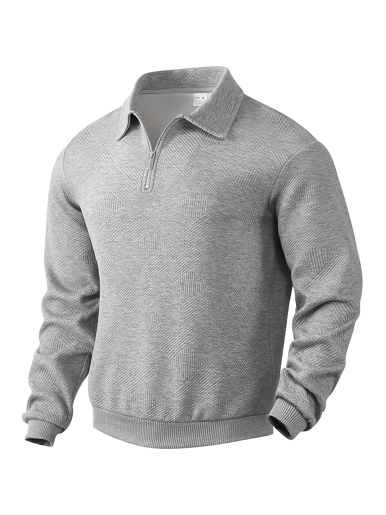Quarter Zip Sweatshirt | Collared | Regular zip | Mens Half Zip Pullover | Men's Clothing-Men's Quarter-zip Sweatshirt-Chaps of London-Grey-S-Chaps of London