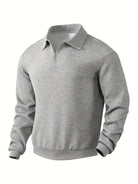 Quarter Zip Sweatshirt | Collared | Regular zip | Mens Half Zip Pullover | Men's Clothing-Men's Quarter-zip Sweatshirt-Chaps of London-Grey-S-Chaps of London
