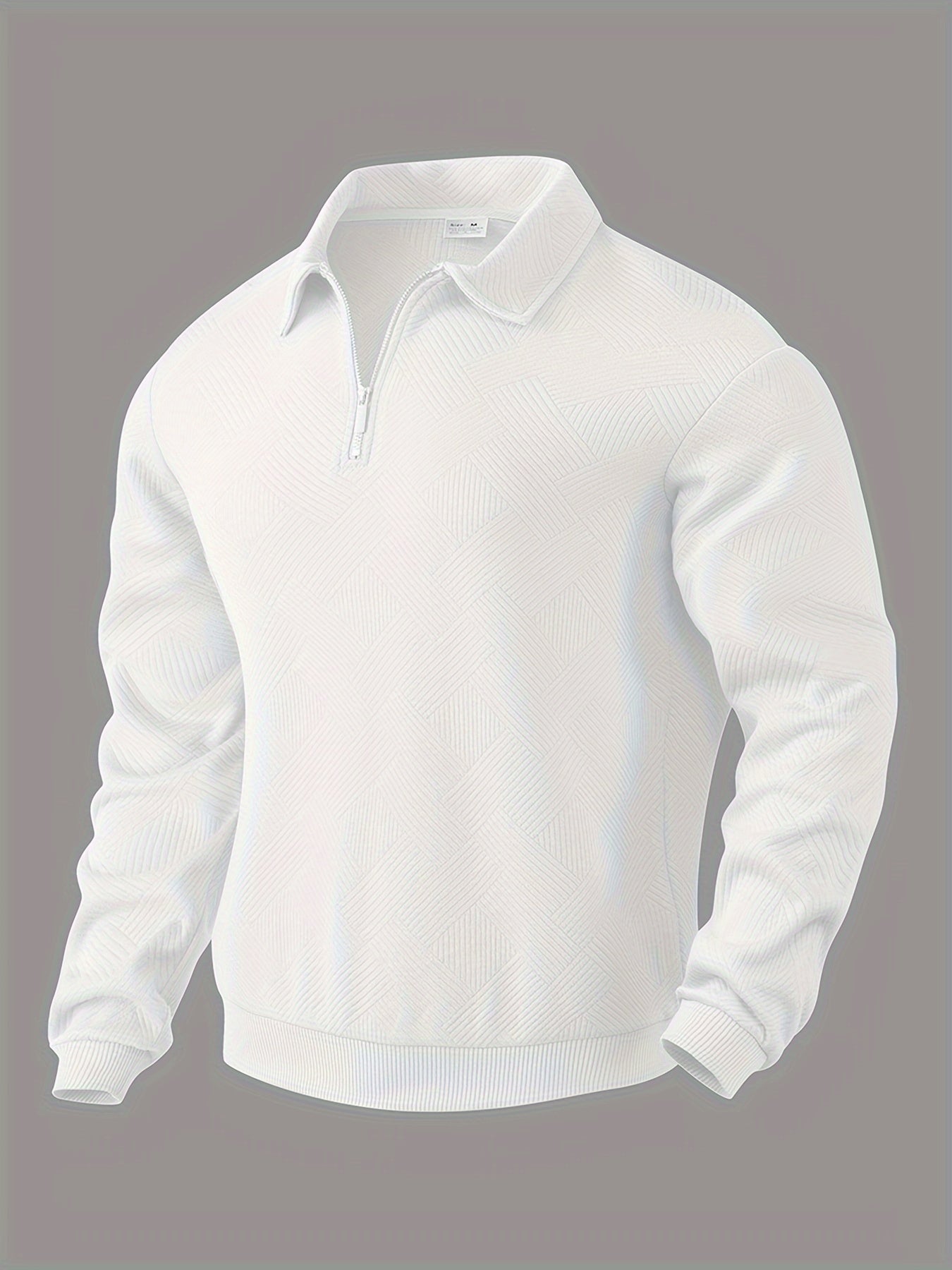 Quarter Zip Sweatshirt | Collared | Regular zip | Mens Half Zip Pullover | Men's Clothing-Men's Quarter-zip Sweatshirt-Chaps of London-White-S-Chaps of London