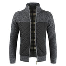 Quilted Jacket - Men's Zip-Up Knitted Quilted Cardigan-Strickwaren-Chaps of London-Dark Grey-S-Chaps of London