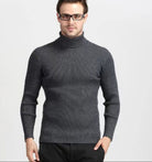 Roll Neck Jumper - Men's Slim Fit Knitted Turtleneck Sweater-Turtleneck Sweater-Chaps of London-Dark Gray-M-Chaps of London