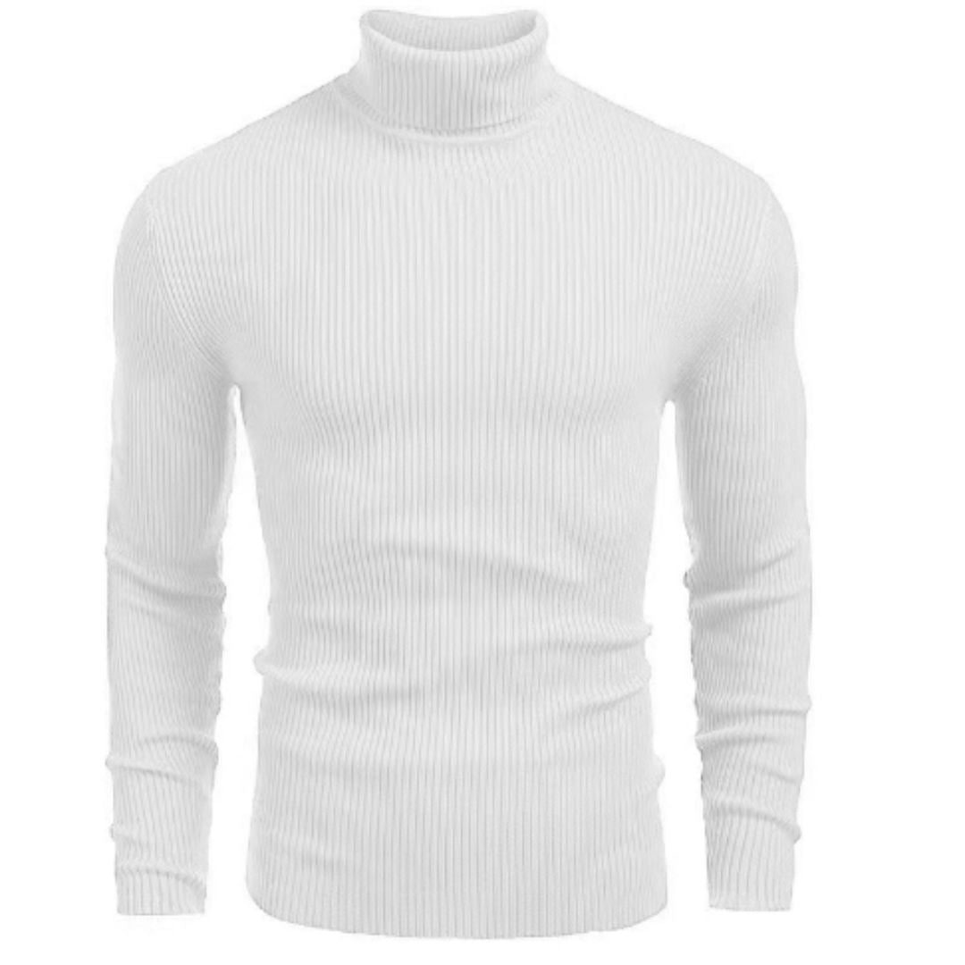 Roll Neck Jumper - Men's Slim Fit Knitted Turtleneck Sweater-Turtleneck Sweater-Chaps of London-White-M-Chaps of London