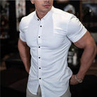Short Sleeve Dress Shirt - Button-Up - Collared - Short Sleeve Shirt - Men's Shirts-Shirt-Chaps of London-White-M-Chaps of London