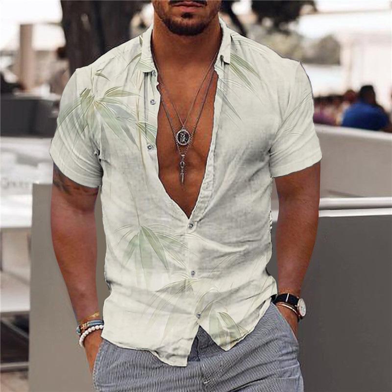 Short Sleeve Shirt - Bamboo Print - Lightweight - Button-Up Shirt - Men's Shirts-Shirts & Tops-Chaps of London-Chaps of London
