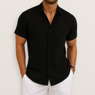 Short Sleeve Shirt | Collared | Lightweight | Button-Up Shirt | Men's Shirt-Hemden-Chaps of London-Black-S-Chaps of London