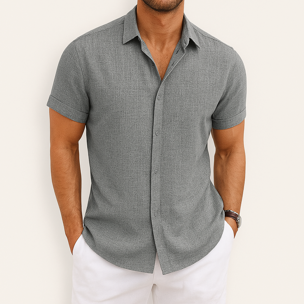 Short Sleeve Shirt | Collared | Lightweight | Button-Up Shirt | Men's Shirt-Hemden-Chaps of London-Gray-S-Chaps of London