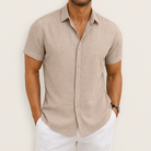 Short Sleeve Shirt | Collared | Lightweight | Button-Up Shirt | Men's Shirt-Hemden-Chaps of London-Khaki-S-Chaps of London