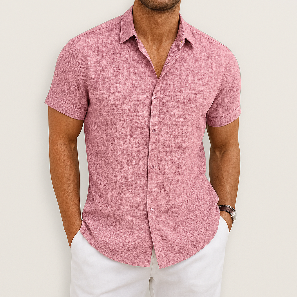 Short Sleeve Shirt | Collared | Lightweight | Button-Up Shirt | Men's Shirt-Hemden-Chaps of London-Pink-S-Chaps of London