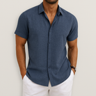 Short Sleeve Shirt | Collared | Lightweight | Button-Up Shirt | Men's Shirt-Hemden-Chaps of London-Royal Blue-S-Chaps of London