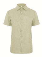 Short Sleeve Shirt - Men's Lightweight Collared Button-Up Shirt-Shirt-Chaps of London-Chaps of London
