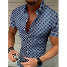 Short Sleeve Shirt - Pattern - Slim Fit - Button-Up Shirt - Men's Shirts-Men's Top-Chaps Herrenmode-Blue-S-Chaps of London