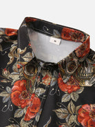 Short Sleeve Shirt - Skull Print - Collared - Button-Up Shirt - Men's Clothing-Men's short sleeve top-Chaps of London-Chaps of London