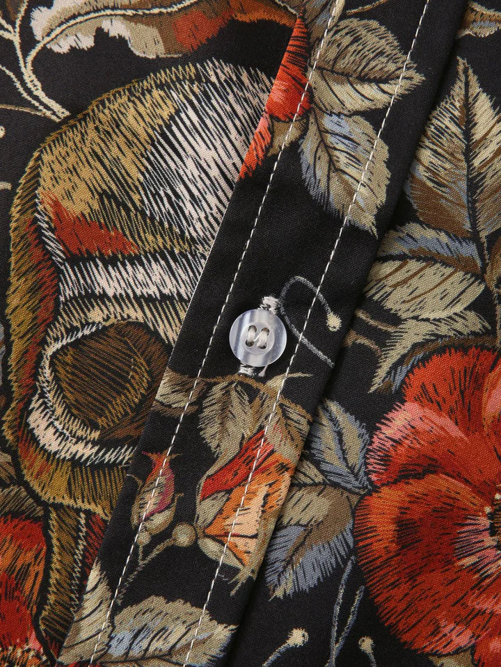 Short Sleeve Shirt - Skull Print - Collared - Button-Up Shirt - Men's Clothing-Men's short sleeve top-Chaps of London-Chaps of London