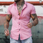 Short Sleeve Shirt | Stylish | Slim Fit | Button-up Shirt | Men's Shirts-Men's short sleeve top-Chaps of London-Pink-M-Chaps of London