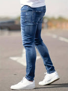 Skinny Jeans - Blue - Slim Fit - Ripped Jeans - Men's Jeans-jeans, Skinny jeans-Chaps of London-Chaps of London