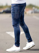 Skinny Jeans - Blue - Slim Fit - Ripped Jeans - Men's Jeans-jeans, Skinny jeans-Chaps of London-Chaps of London