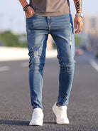 Skinny Jeans - Blue - Slim Fit - Ripped Jeans - Men's Jeans-jeans, Skinny jeans-Chaps of London-Chaps of London