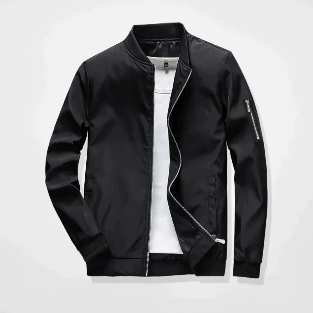 Spring Jacket - Men's Lightweight Zip-Up Bomber Jacket-Chaps of London-Black-M-Chaps of London