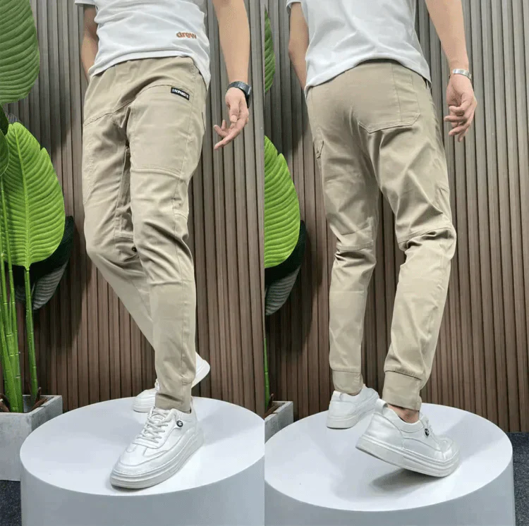 Stretch Pants | Comfortable | Leisure | Slim Fit Joggers | Men's Pants-Chaps of London-Beige-29-Chaps of London