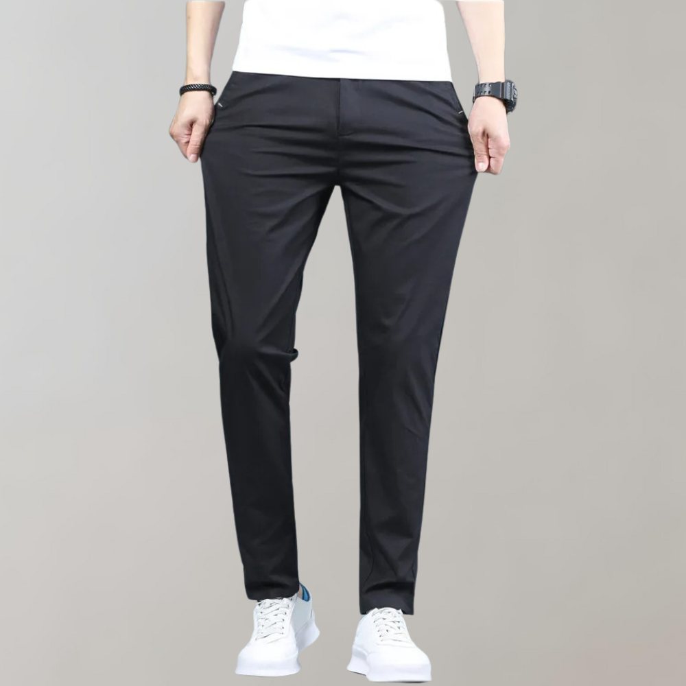 Stretch Pants | Skinny | Elastic Waist | Chino Pants | Men's Pants-Fashion Men Pants Chinos All-year-Chaps of London-Black-27-Chaps of London